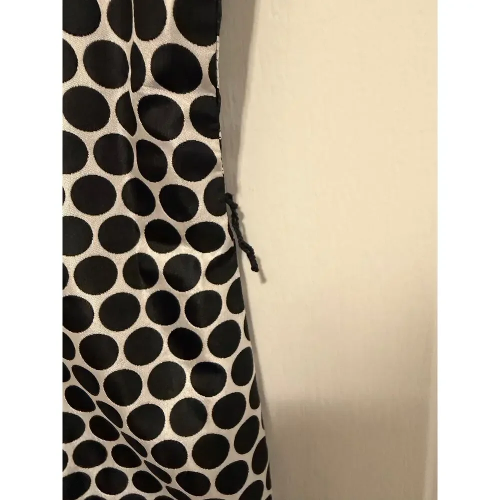 Vintage DUE per DUE Veste 100% Silk Sleeveless Dress Size 12 Black and White Dot